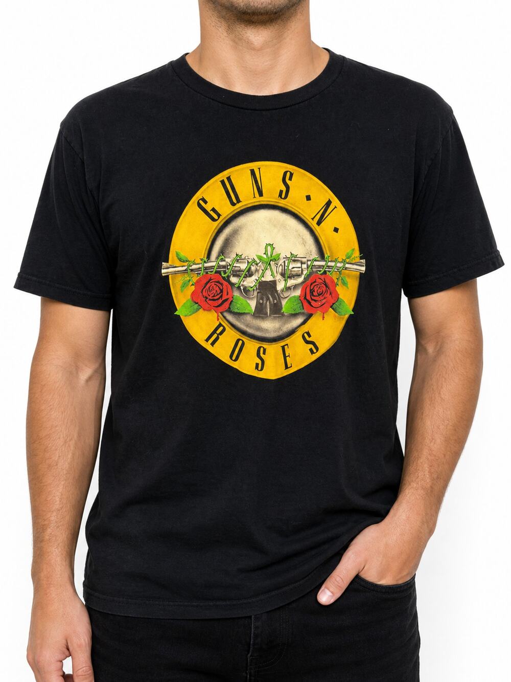 Guns N' Roses Men's Gundam 2023 Black Graphic Band T-Shirt Size Large Slash Axl